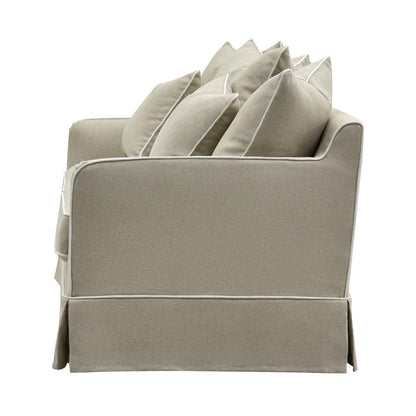 Noosa Hamptons 2 Seat Sofa Natural W/White Piping