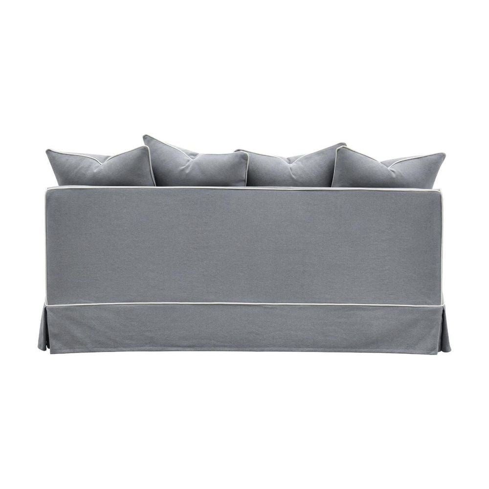 Noosa Hamptons 2.5 Seat Sofa Bed Grey W/White Piping