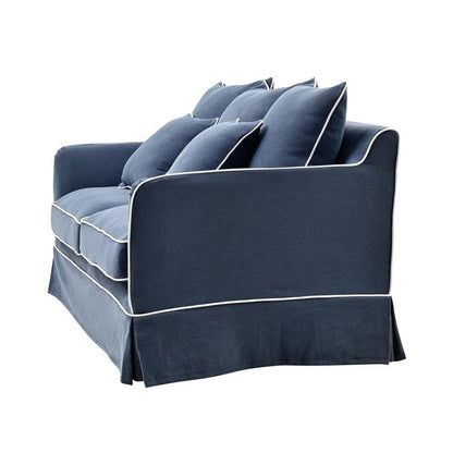 Noosa Hamptons 2.5 Seat Sofa Bed Navy W/White Piping