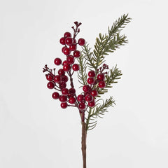 Red Berry Branch With Rosemary 36Cm