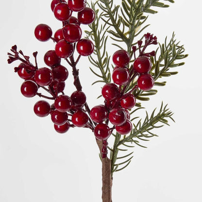 Red Berry Branch With Rosemary 36Cm