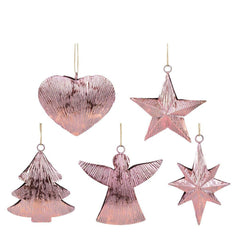 Chrissie Set Of 5 Hanging Ornaments Pink