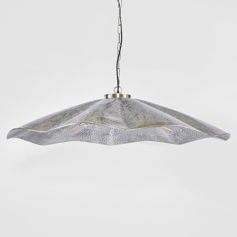 Melville Ceiling Pendant Hammered Large Antique Silver
