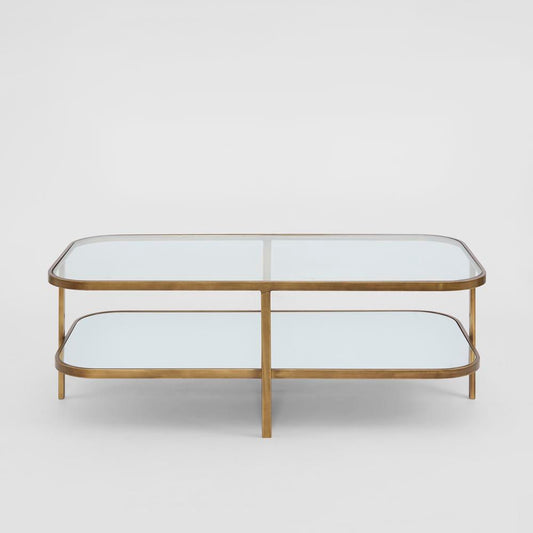 Lewis Brass Iron Glass & Mirror Coffee Table