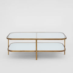 Lewis Brass Iron Glass & Mirror Coffee Table
