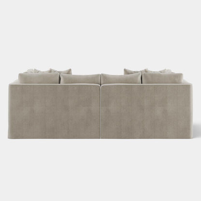 Marbella Modular 4 Seater Reversible Ottoman Chaise Sofa Natural W/White Piping