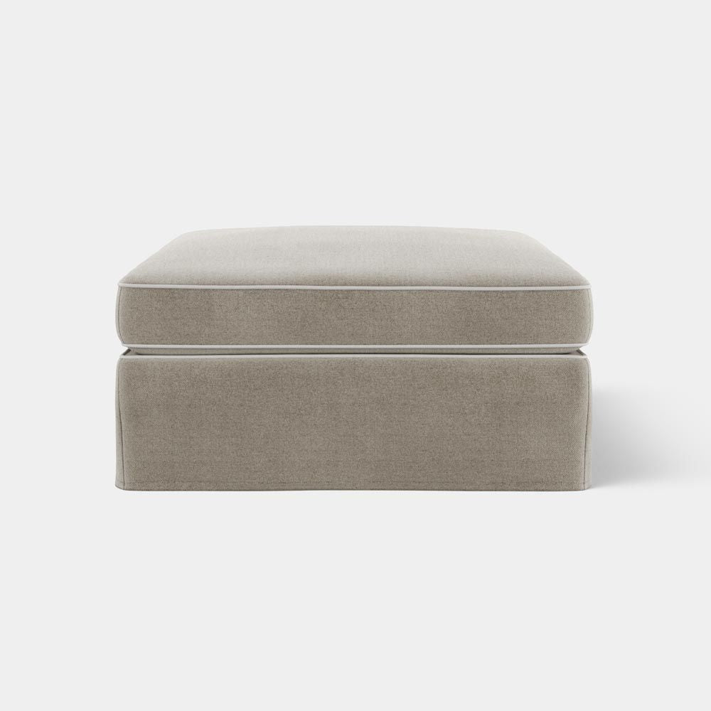 Marbella Ottoman Natural With White Piping