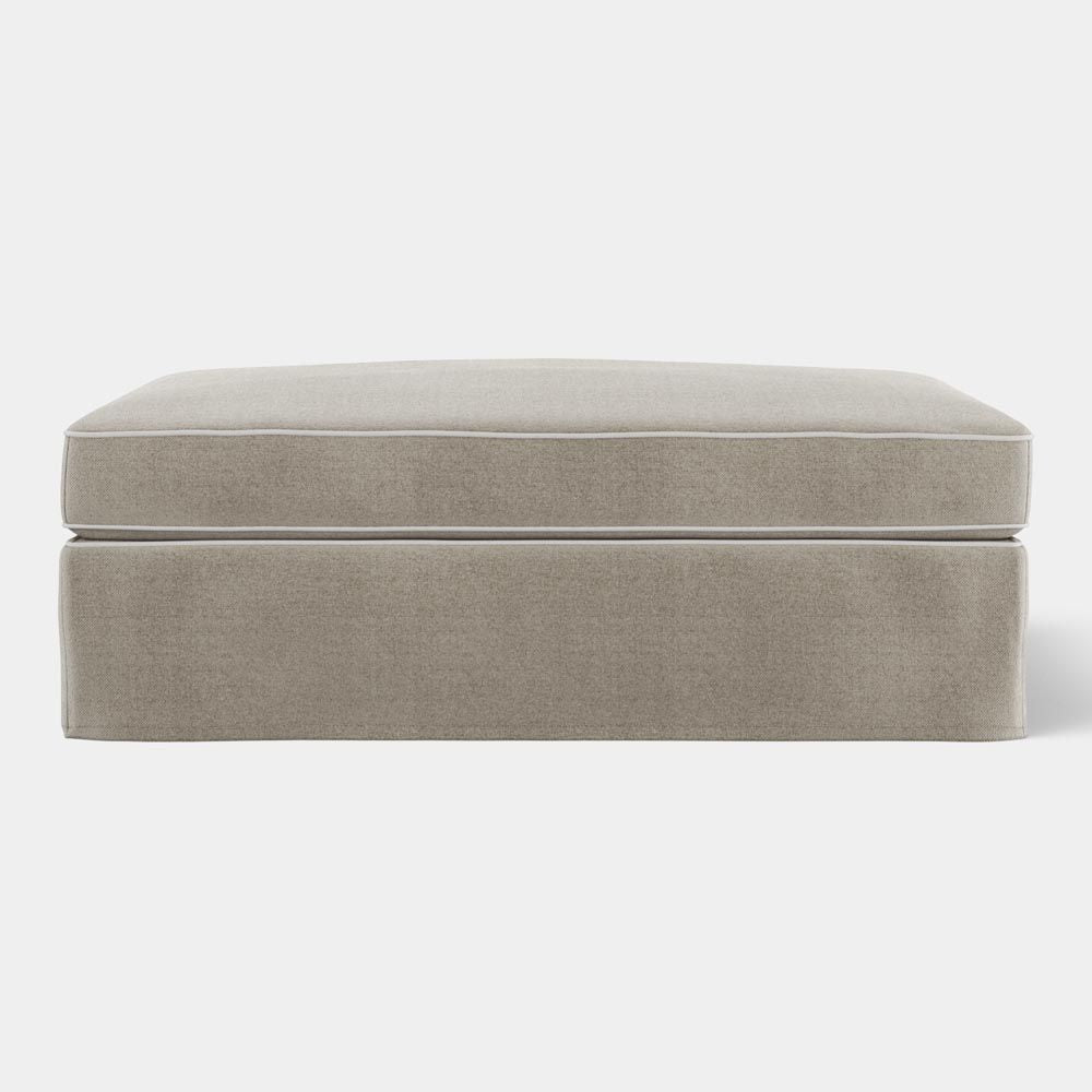 Marbella Ottoman Natural With White Piping