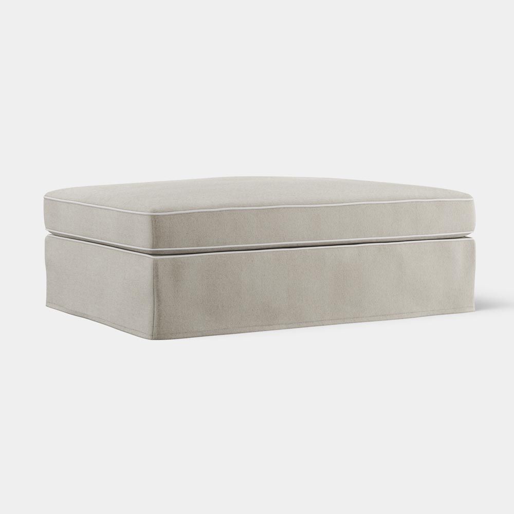 Marbella Ottoman Natural With White Piping