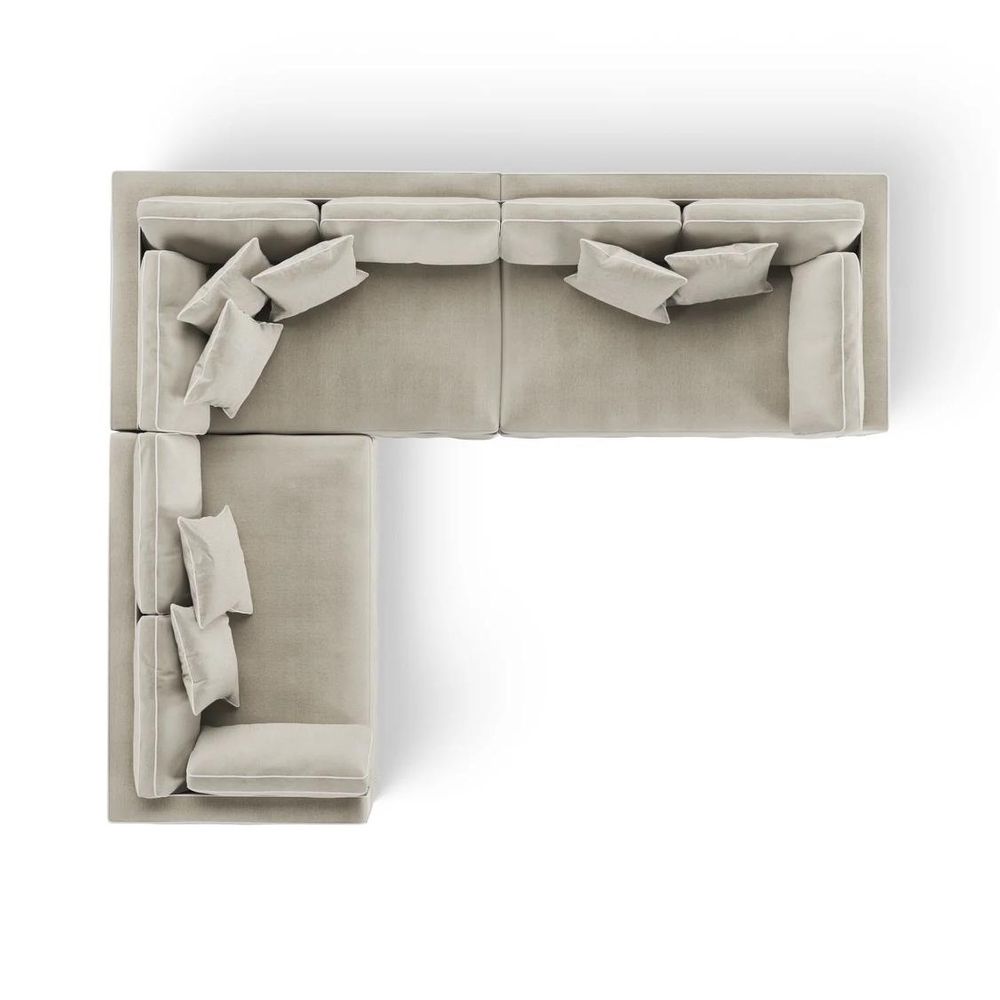 Marbella Modular Sofa Natural With White Piping - Left Facing