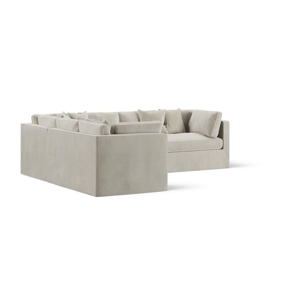Marbella Modular Sofa Natural With White Piping - Left Facing
