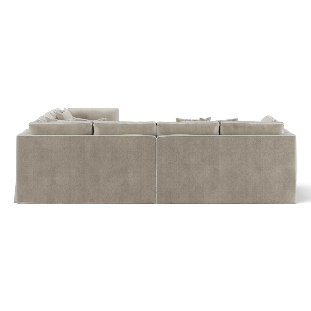 Marbella Modular Sofa Natural With White Piping - Right Facing