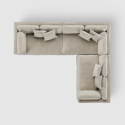 Marbella Modular Sofa Natural With White Piping - Right Facing