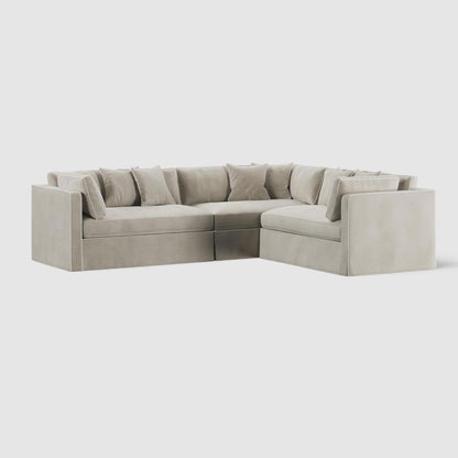Marbella Modular Sofa Natural With White Piping - Right Facing