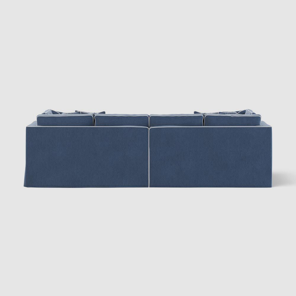 Marbella 4 Seat Sofa Navy W/White Piping