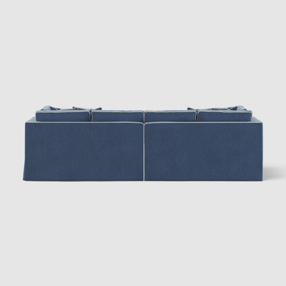 Marbella 4 Seat Sofa Navy W/White Piping