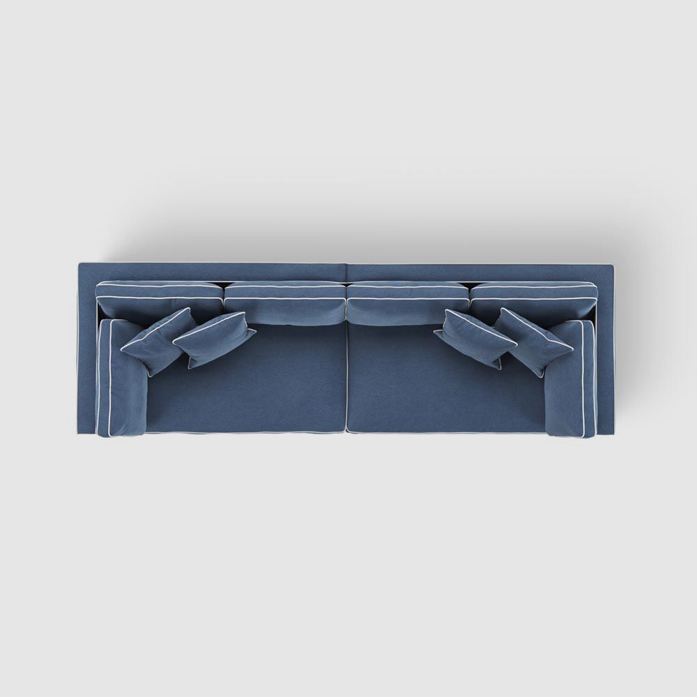 Marbella 4 Seat Sofa Navy W/White Piping