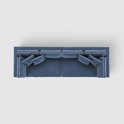Marbella 4 Seat Sofa Navy W/White Piping
