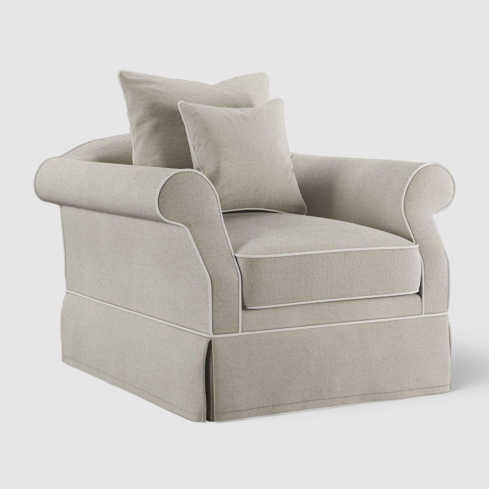 Avalon Hamptons Armchair Natural W/White Piping