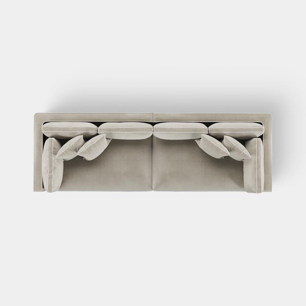 Marbella 4 Seat Sofa Natural With White Piping
