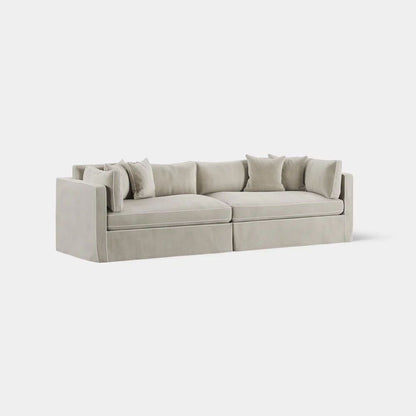 Marbella 4 Seat Sofa Natural With White Piping