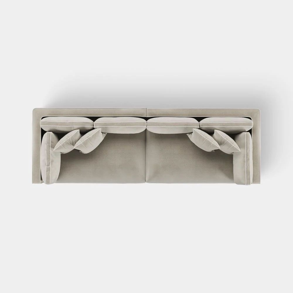 Marbella 4 Seat Sofa Natural With White Piping