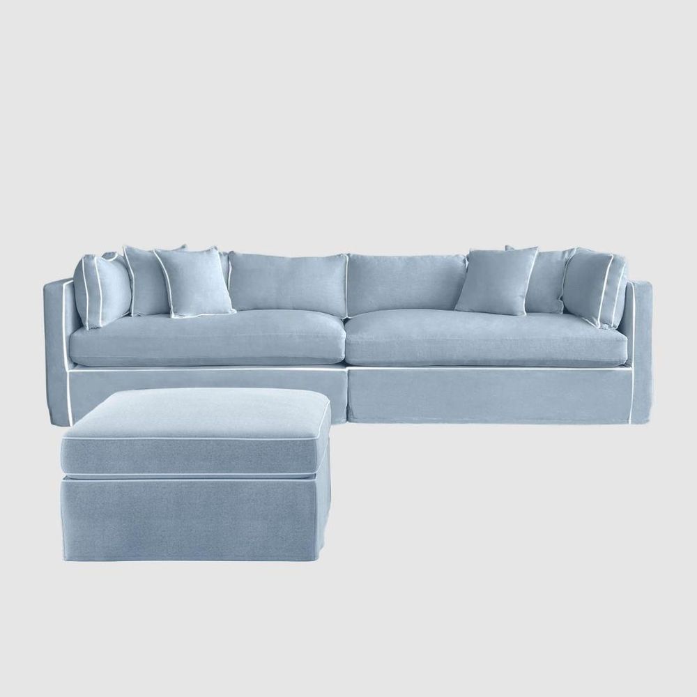 Marbella Reversible Chaise Sofa Beach W/White Piping