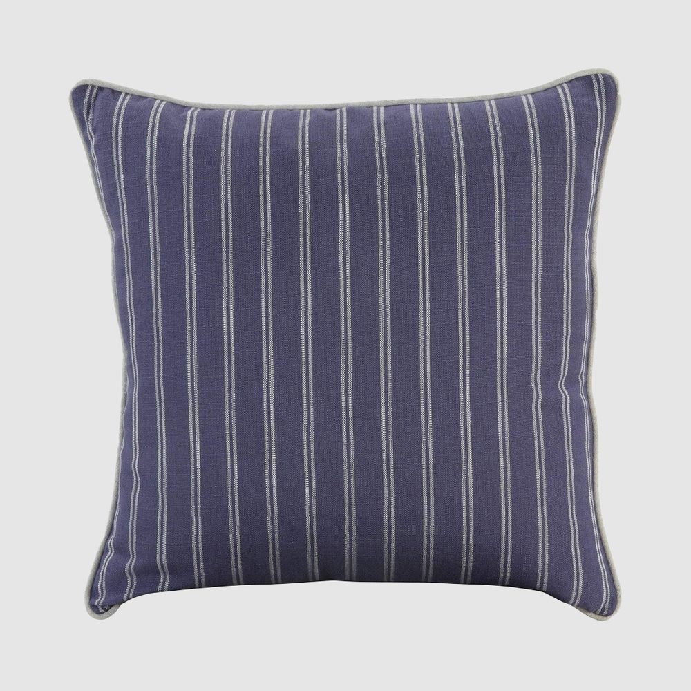 55Cm Throw Cushion Navy/White Stripe