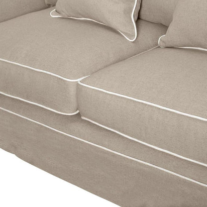 Slip Cover Only - Noosa Hamptons 2 Seat Sofa Natural W/White Piping