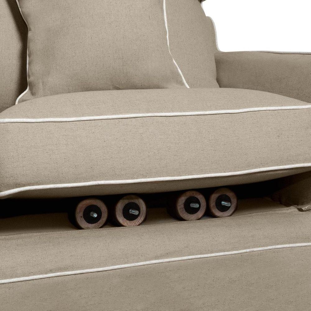Slip Cover Only - Noosa Hamptons 2 Seat Sofa Natural W/White Piping