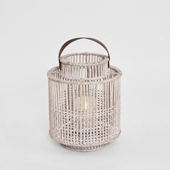 Kyra Rattan Lantern Medium White Wash