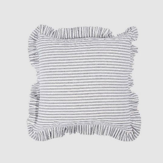 Tick Frill Cushion 50X50 Blue