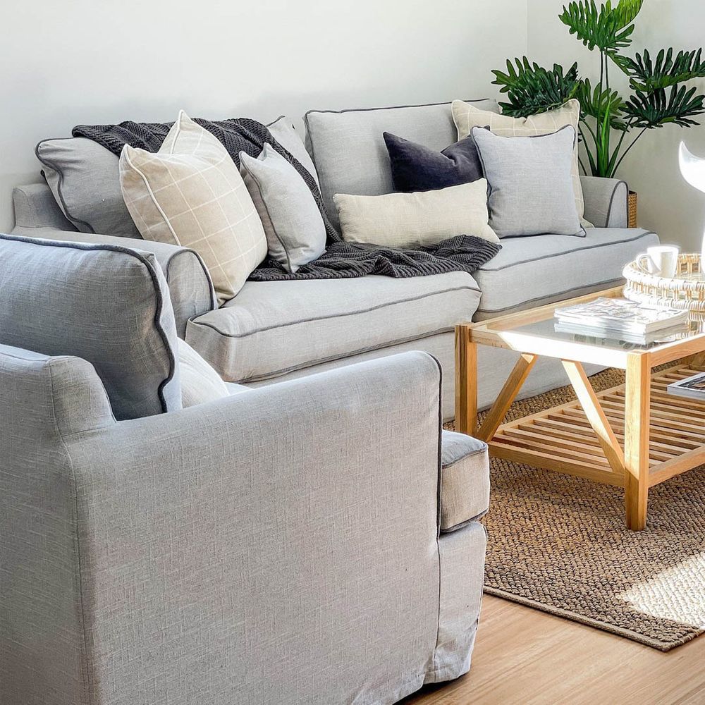 Byron Hamptons 3 Seat Sofa Pebble Grey
