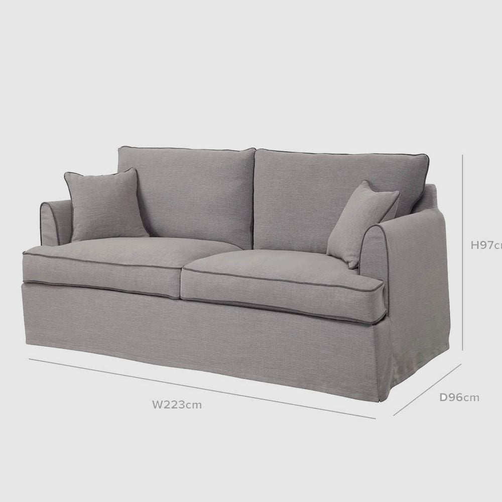 Byron Hamptons 3 Seat Sofa Pebble Grey