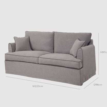 Byron Hamptons 3 Seat Sofa Pebble Grey
