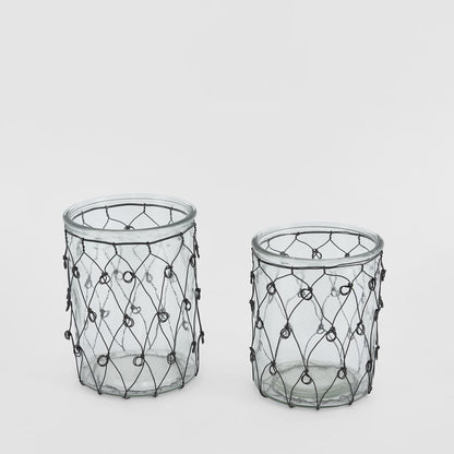 Wire Covered Candle Holder S/2