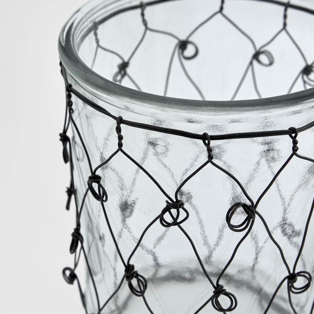 Wire Covered Candle Holder S/2