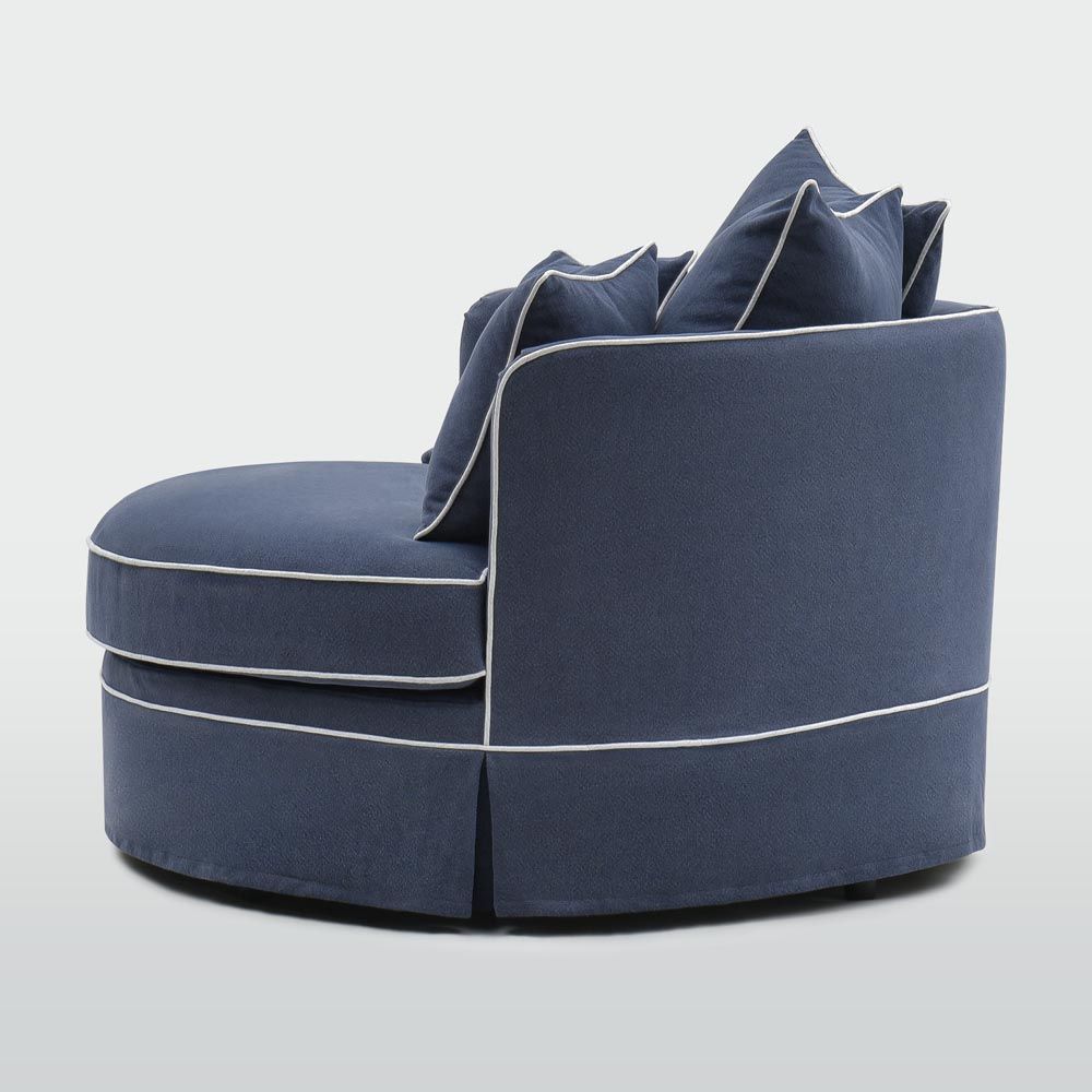 Noosa Hamptons Snuggle Chair Navy With White Piping - Slip Cover Only