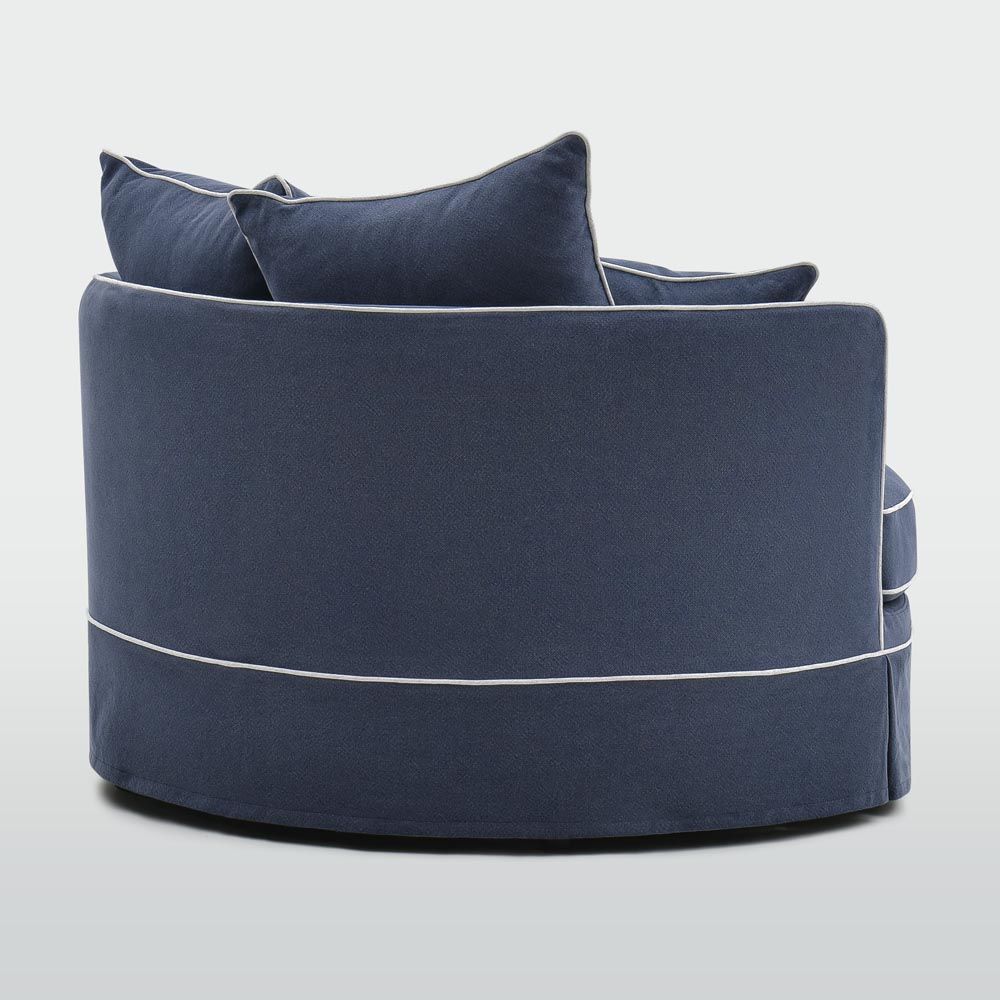 Noosa Hamptons Snuggle Chair Navy With White Piping - Slip Cover Only
