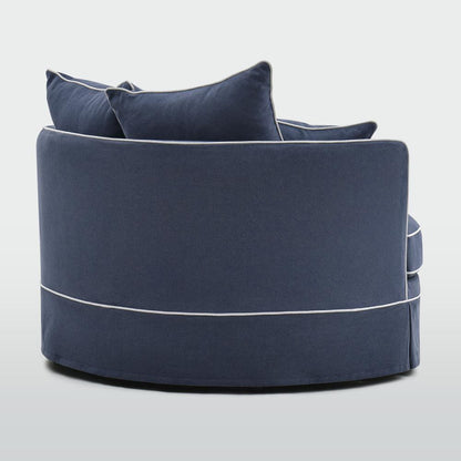 Noosa Hamptons Snuggle Chair Navy With White Piping - Slip Cover Only