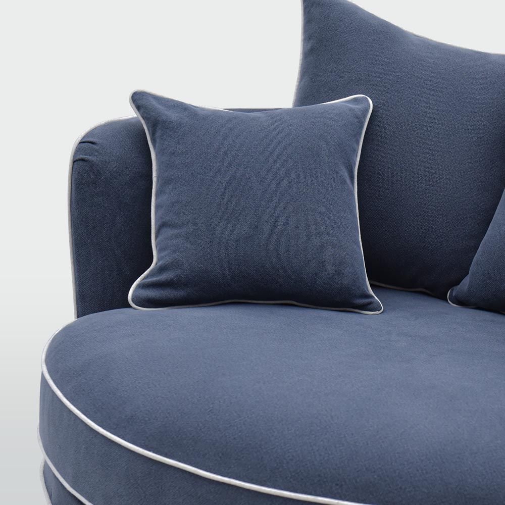 Noosa Hamptons Snuggle Chair Navy With White Piping - Slip Cover Only