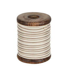 Grey Stripe Grosgrain Ribbon On Wooden Spool 10M