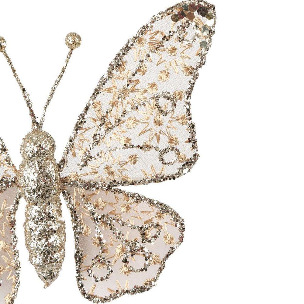 Amal Lace Clip On Butterfly Champagne