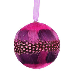 Flamin Feather Bauble Fuchsia Stripe