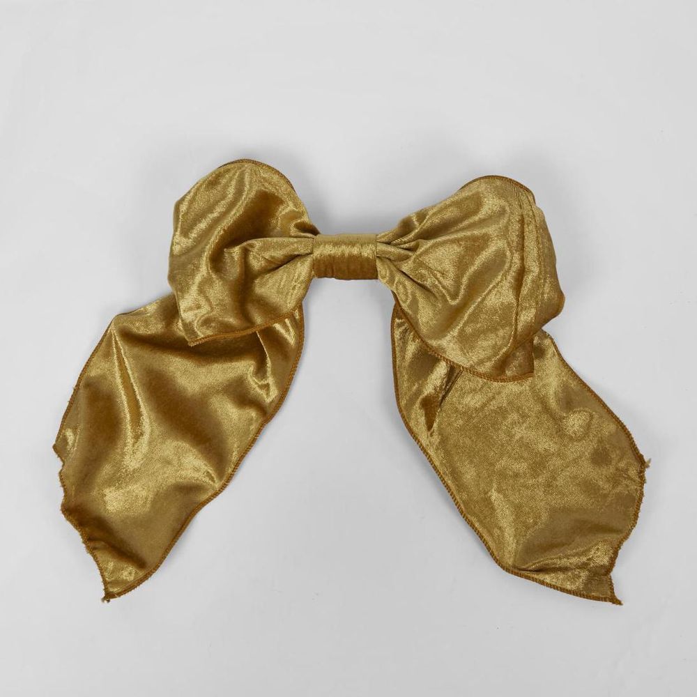 Velvet Clip On Bow Lge Gold