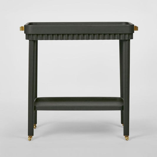 Royce Fluted Oak Bar Cart Black