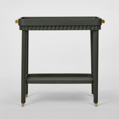Royce Fluted Oak Bar Cart Black