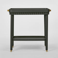 Royce Fluted Oak Bar Cart Black