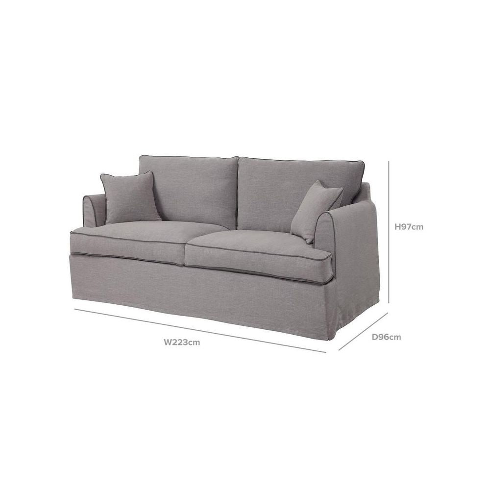 Slip Cover Only - Byron Hamptons 3 Seat Sofa Pebble Grey