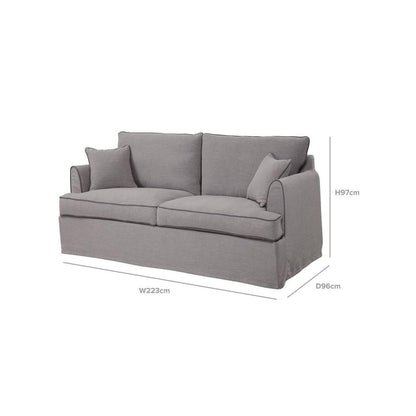 Slip Cover Only - Byron Hamptons 3 Seat Sofa Pebble Grey